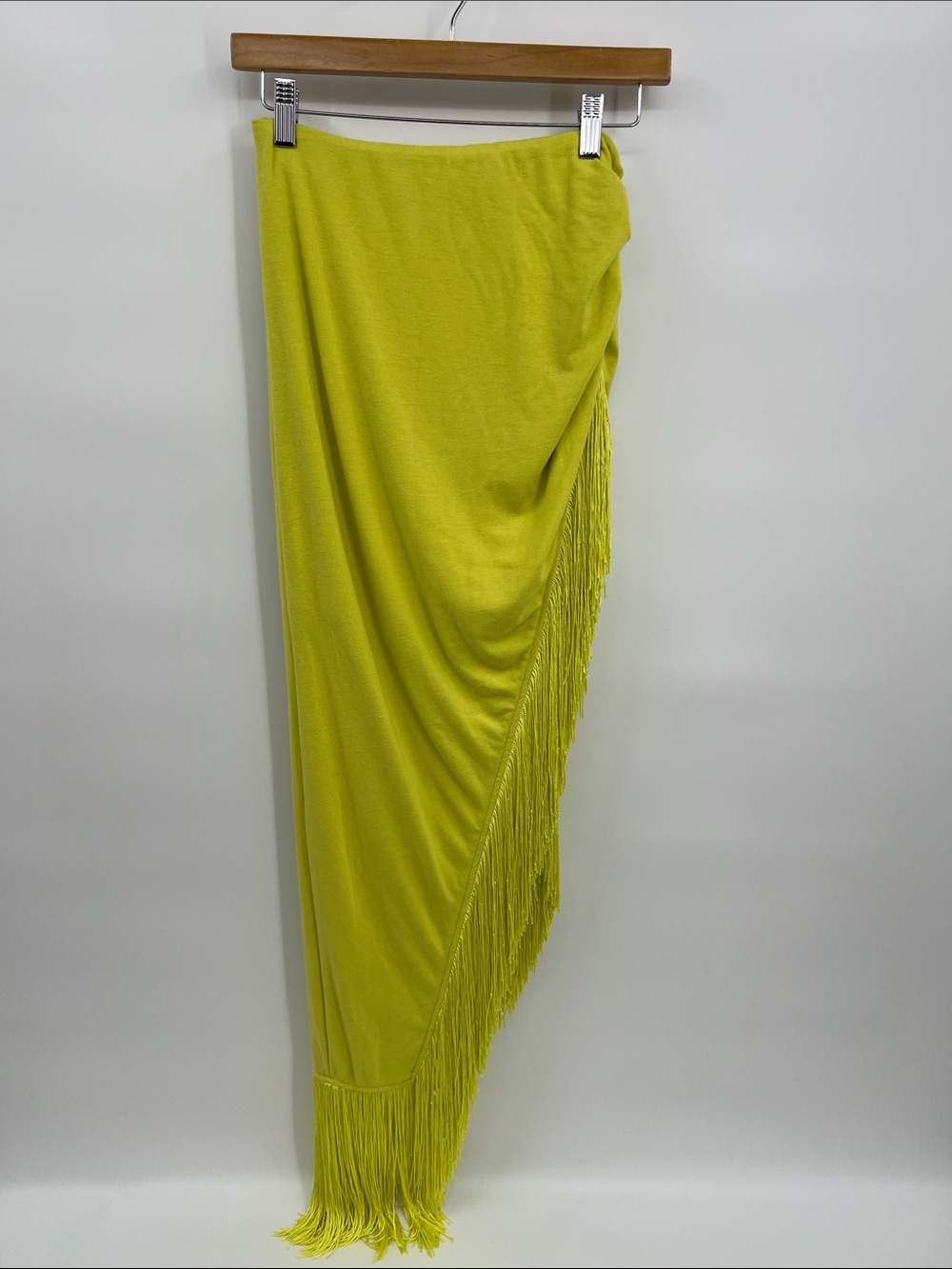 Fore Asymmetrical Fringe Maxi Skirt - Neon Lime